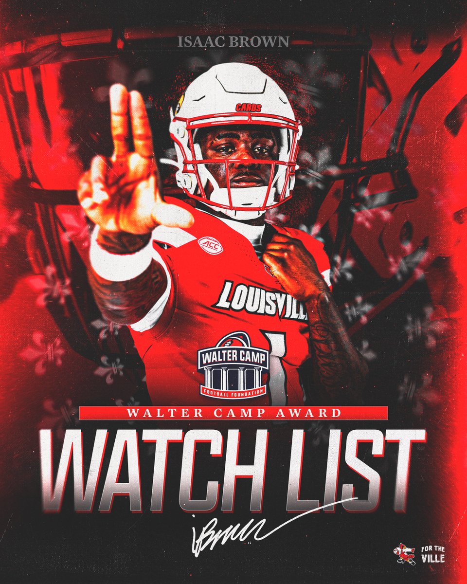 Louisville Football (@louisvillefb) on Twitter photo Isaac Brown has been named to the Walter Camp Player of the Year Watch List!
Details: uofl.me/46Gs7gF
#GoCards Isaac Brown has been named to the Walter Camp Player of the Year Watch List!
Details: uofl.me/46Gs7gF
#GoCards