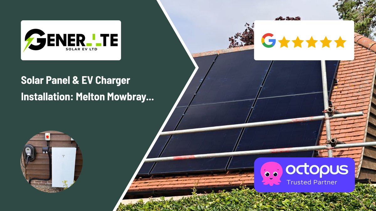 GenerateSolarEV's tweet image. Solar Panel Installation in Melton Mowbray. Making use of a garage roof to install an east/west orientated configuration of 16 solar panels. generate-solarev.co.uk/solar-panel-in…