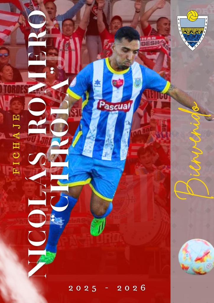 Atlético Tordesillas (@atcotordesillas) on Twitter photo ℹ️ Nicolás Romero "Chirola" novena incorporación del Torde 25/26
El extremo argentino, que procede del <a href="/CDTarancon/">CD Tarancón</a> manchego, cuenta con experiencia en el GVIII de 3ªRFEF tras su paso por Bembibre y Arandina, donde destacó a las órdenes de Álex Izquierdo.
#VamosTorde💪🏽 ℹ️ Nicolás Romero "Chirola" novena incorporación del Torde 25/26
El extremo argentino, que procede del <a href="/CDTarancon/">CD Tarancón</a> manchego, cuenta con experiencia en el GVIII de 3ªRFEF tras su paso por Bembibre y Arandina, donde destacó a las órdenes de Álex Izquierdo.
#VamosTorde💪🏽