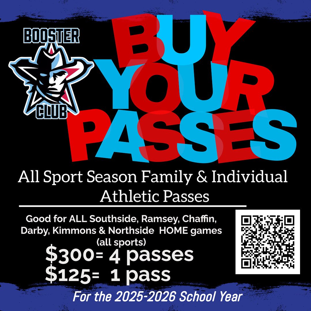 Parents- please get your season passes from us !
    Passes are good for all home games at Southside, NHS &amp; middle school games.

 forms.gle/spMS4pgyrRh82z…

We deliver passes to you!