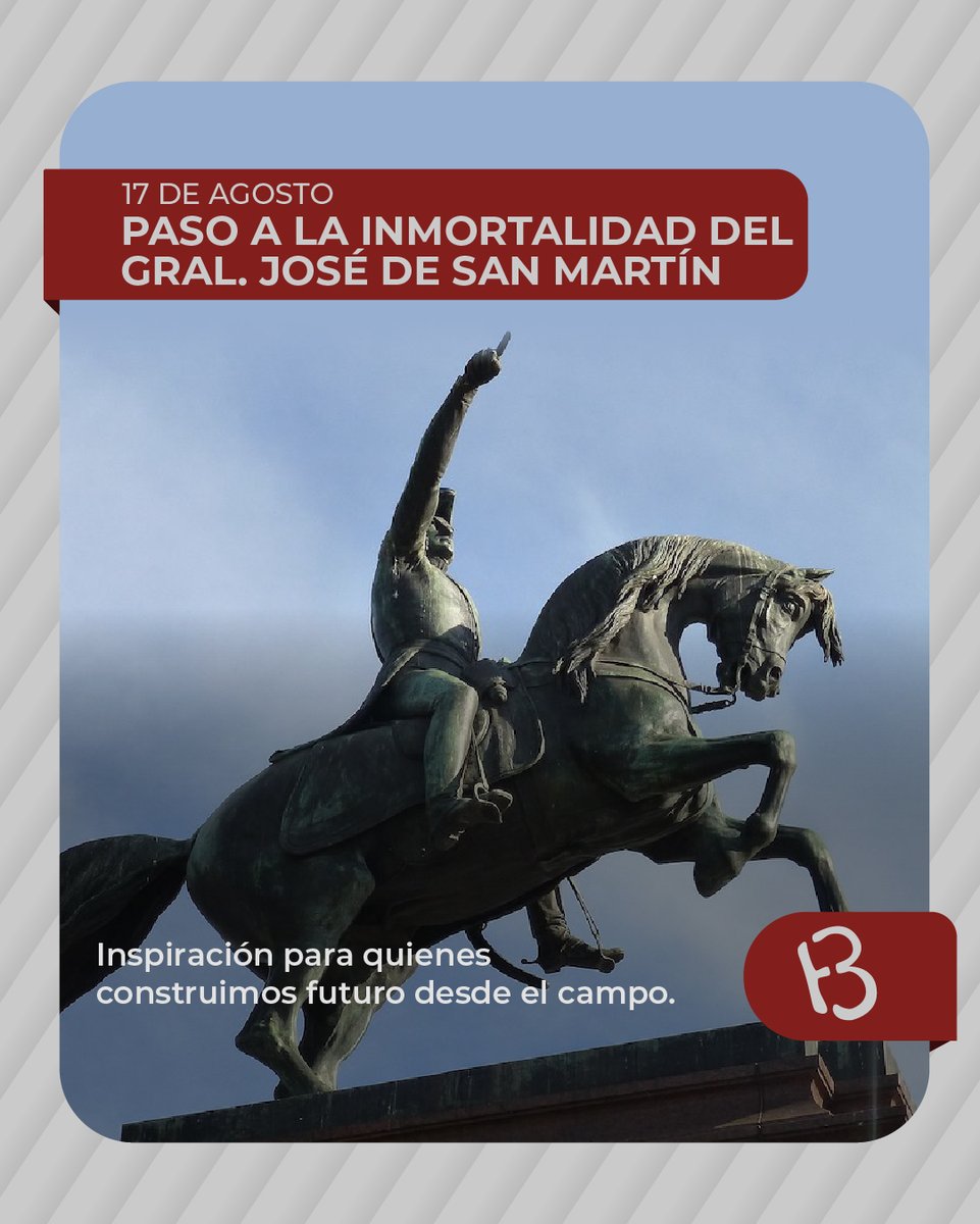 Recordamos al libertador con orgullo y respeto.
Su ejemplo de compromiso, esfuerzo y visión, continúa guiando a quienes trabajamos por el desarrollo del país, desde el campo.

#SanMartín #17DeAgosto #Braford #GanaderíaArgentina #OrgulloNacional #CampoArgentino
