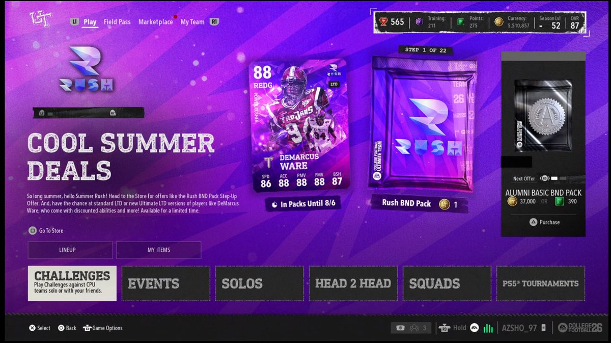 YT/Twitch: ImOuTii CFB (@imoutii) on Twitter photo Showing Demarcus Ware goes out of packs (8/6) Wednesday morning like Randy Moss🤔<a href="/EASPORTS_CUT/">CFB Ultimate Team</a> please release one more card tomorrow cuz Ware has NO HYPE, end rush with a BANG! 👀 #CFB26 #CUT26 Showing Demarcus Ware goes out of packs (8/6) Wednesday morning like Randy Moss🤔<a href="/EASPORTS_CUT/">CFB Ultimate Team</a> please release one more card tomorrow cuz Ware has NO HYPE, end rush with a BANG! 👀 #CFB26 #CUT26