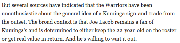 warriorsworld (@warriorsworld) on Twitter photo The Latest on Kuminga/Warriors
"The word I got when I checked in with a Warriors source on Sunday: Kuminga won't be traded this summer." - <a href="/timkawakami/">Tim Kawakami</a>
Link: sfstandard.com/2025/08/04/jon… The Latest on Kuminga/Warriors
"The word I got when I checked in with a Warriors source on Sunday: Kuminga won't be traded this summer." - <a href="/timkawakami/">Tim Kawakami</a>
Link: sfstandard.com/2025/08/04/jon…