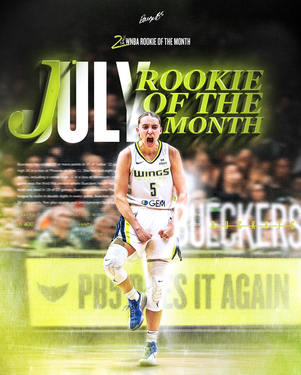 DallasWings's tweet image. GOING BACK 2 BACK 😮💨
Paige Bueckers is your July Rookie of the Month!