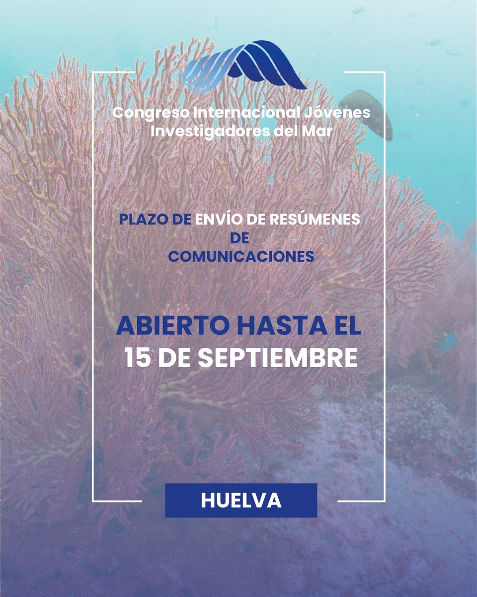 🌊 ¡Se celebra el V Congreso Internacional Jóvenes Investigadores del Mar – JIS del Mar 2025!
📍 Huelva | 🗓️ 5-7 nov
📬 Resúmenes: 29 jul-15 sep

Dirigido a jóvenes investigadores y TFG/TFM.
¡Comparte tu ciencia del mar!
#JISdelMar2025 #CienciaDelMar #CEIMAR