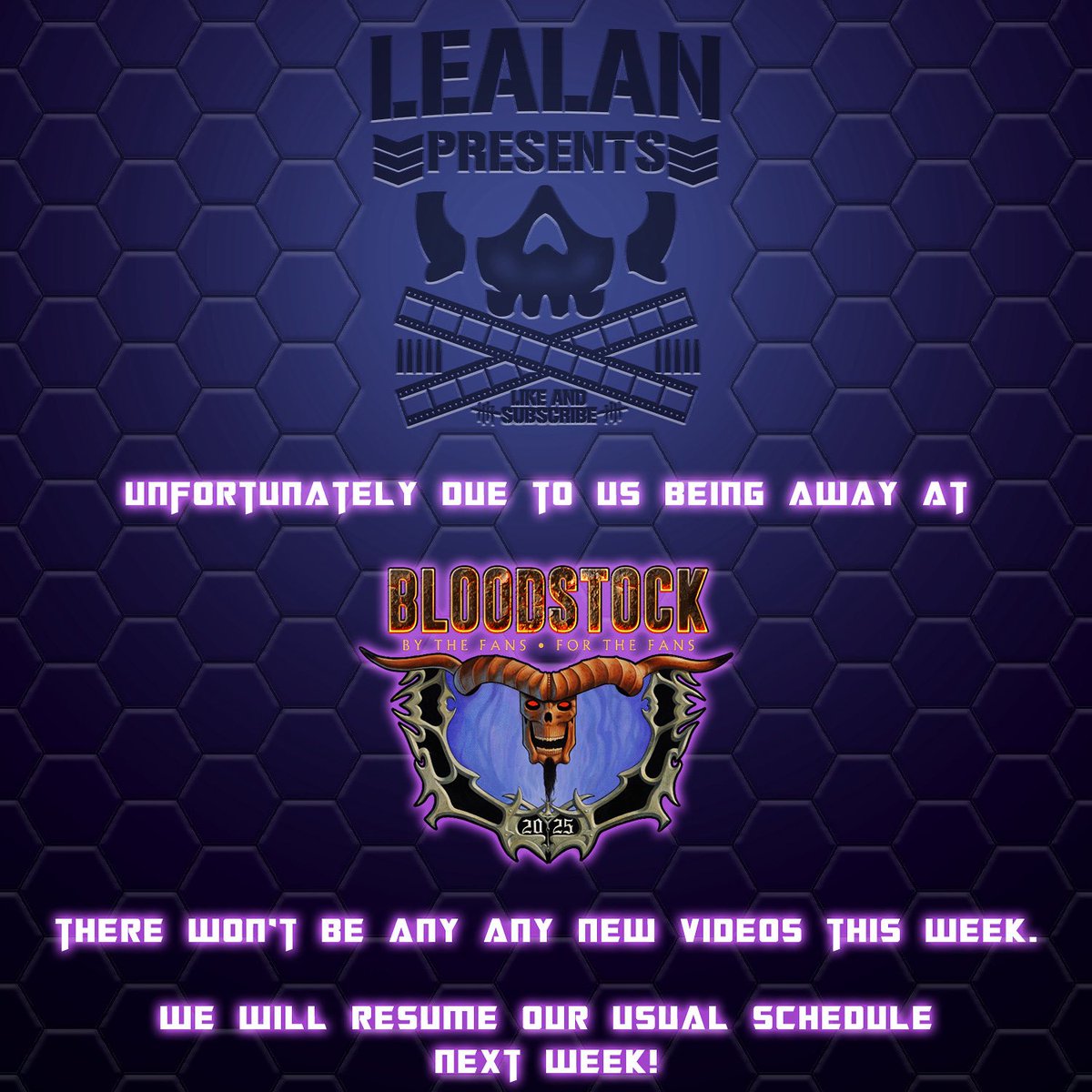No new videos this week as we’re heading to Bloodstock 2025! 🤘

We’ll be back next week with our regular schedule.

Until then—stay heavy, stay tuned.

#LEALANPresents #Bloodstock2025 #MetalAndMayhem
