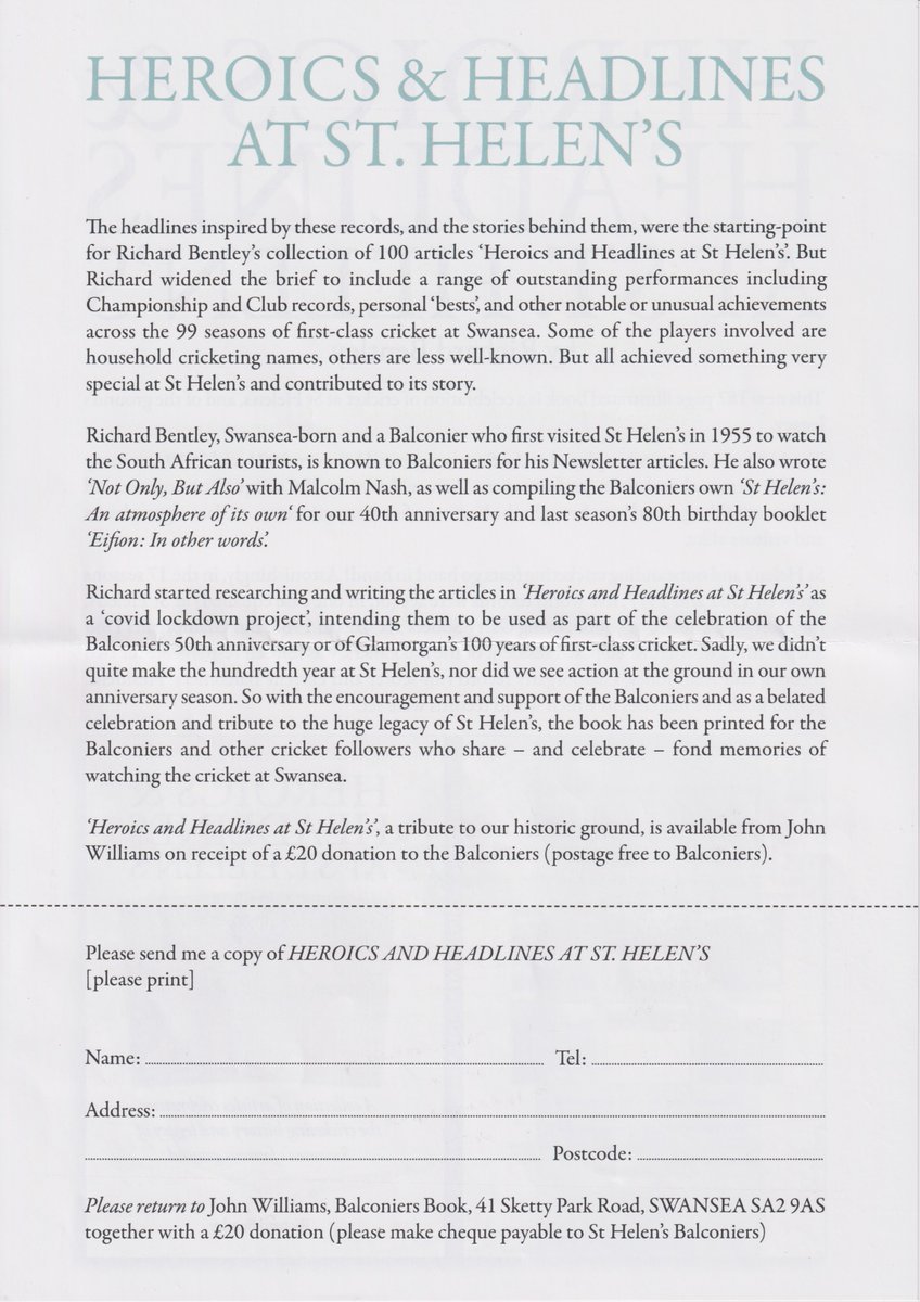 <a href="/nickwebb2017/">Nick Webb</a> <a href="/BBCSportWales/">BBC Sport Wales</a> For a £20 donation, copies of the book "Heroics &amp; Headlines at St. Helen's by Richard Bentley" will be available at the ground.