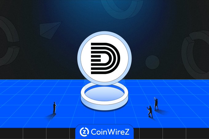 DebtCoin 标志，位于未来感十足的蓝色平台上，伴随剪影