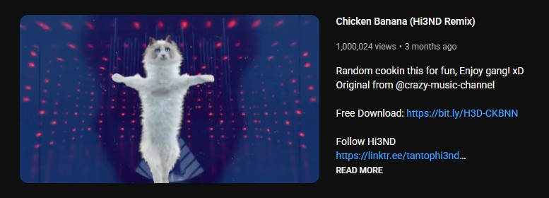 tantophi3nd's tweet photo. Chicken Banana (Hi3ND Remix)
Just got 1,000,000m Views!!! π€―π₯
Thank you so much fam!!
Link: https://t.co/sY4PSnxDZD
#ChickenBanana
#Hi3ND #Remix #Techno https://t.co/UXLVl8RTsQ