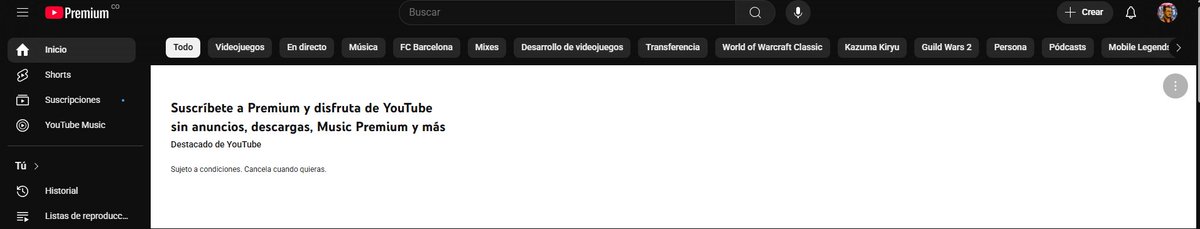 Youtube se pasa de hambreado que teniendo el premium me manda a comprar premium JAJA