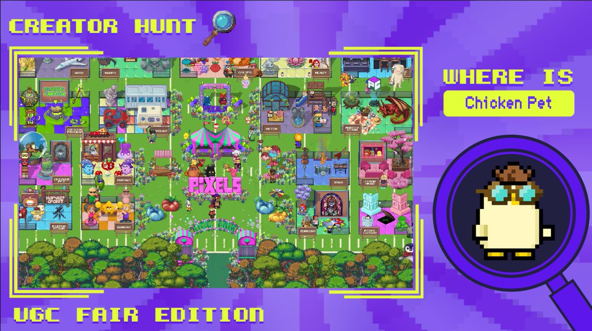 ChickenPet1's tweet image. 🚨Creator Hunt: UGC Fair Edition🚨

🔍Can you find me somewhere in ugc fair?! 
one lucky hunter will an nft avatar!! ❤️

TO ENTER:
🐔Like &amp;amp; Repost
🐔Reply with:
where i am hiding with screenshot and your wallet adress!

This Hunt Will Ends in 24hrs. Good Luck!
#PixelsUGCFair…