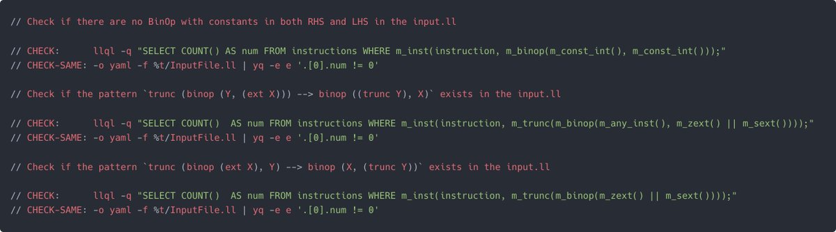 AmrDeveloper's tweet image. LLQL 0.39.0 is released with new matchers for debug info, const expr and support output format in YAML.

Here is an example of using LLQL in the LIT test

Github: github.com/AmrDeveloper/l…

#llql #llvm #gitql