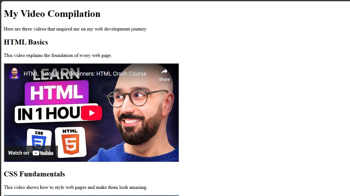 TripleAStackDev's tweet image. 🚀 Just deployed my first HTML project!
🎥 A simple video compilation page built with semantic HTML (main, section, iframe).
Live Demo 👉 tripleastackdev.github.io/video-compilat…
#100DaysOfCode #WebDevelopment #FreeCodeCamp #BuildInPublic