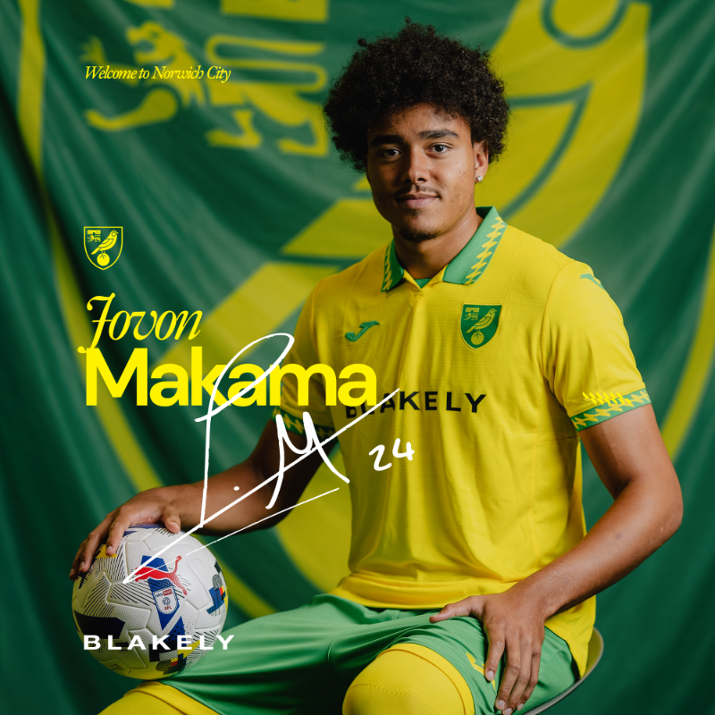 NorwichCityFC's tweet photo. We've completed the signing of 21-year-old forward Jovon Makama from Lincoln City 🖋️

Welcome to Norwich City, Jovon 👊