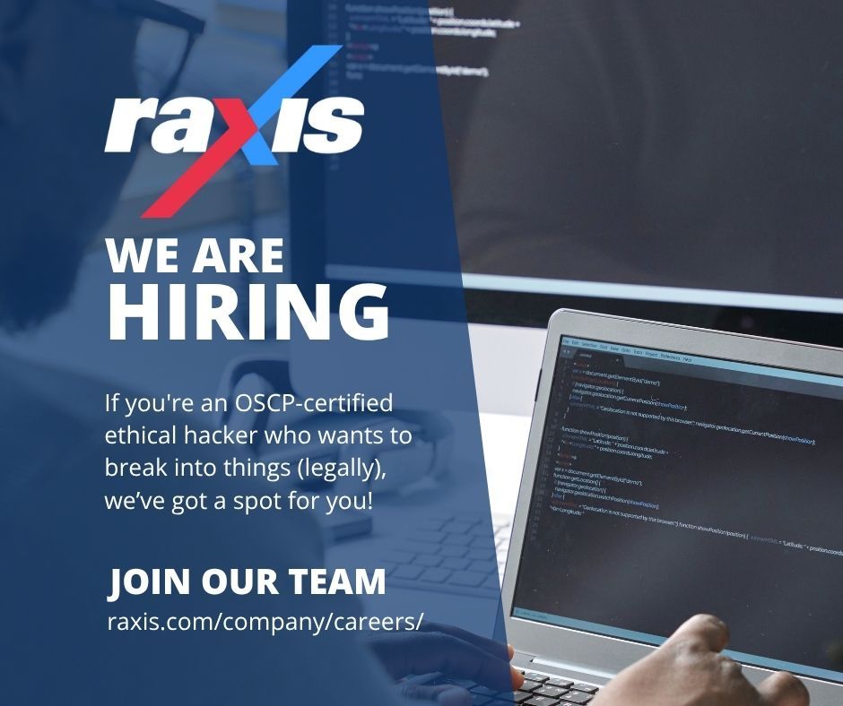 RaxisOne's tweet image. Penetration testing with purpose.
If you're OSCP-certified + a US citizen, Raxis wants your skills.
No egos, just real hacks.
📍 Apply today: raxis.com/company/career…
#Raxis #PenetrationTest #EthicalHacking #cyberjobs #hiring