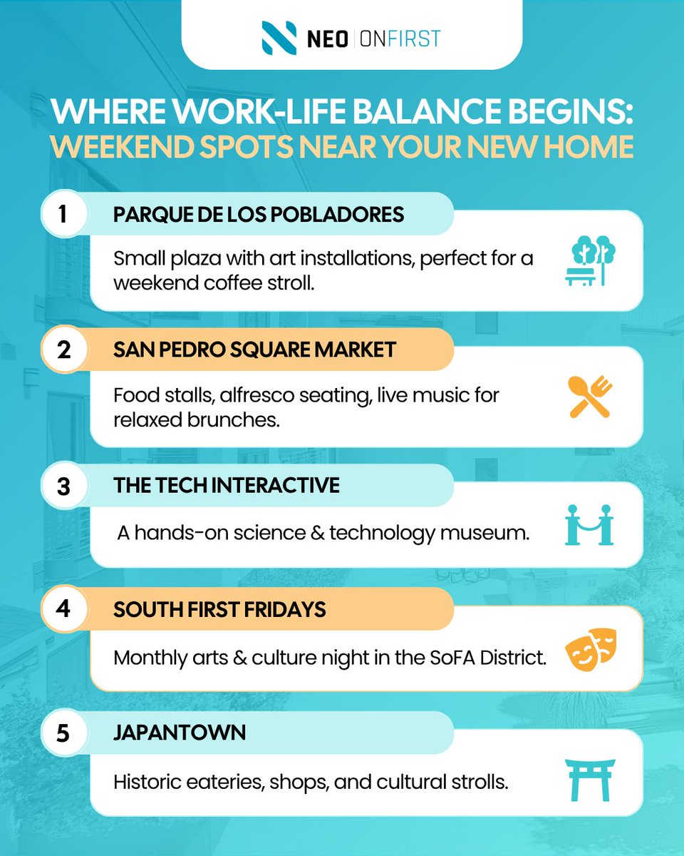 neo_on_first's tweet photo. 🏙️ Welcome to work-life balance in the heart of Silicon Valley.

Art strolls, live music, science, and bites—all within reach at Neo on First. Recharge + explore from your downtown home.

#LifeAtNeo #NeoOnFirst #SanJoseLiving #WorkLifeBalance https://t.co/dB6Fqgggql