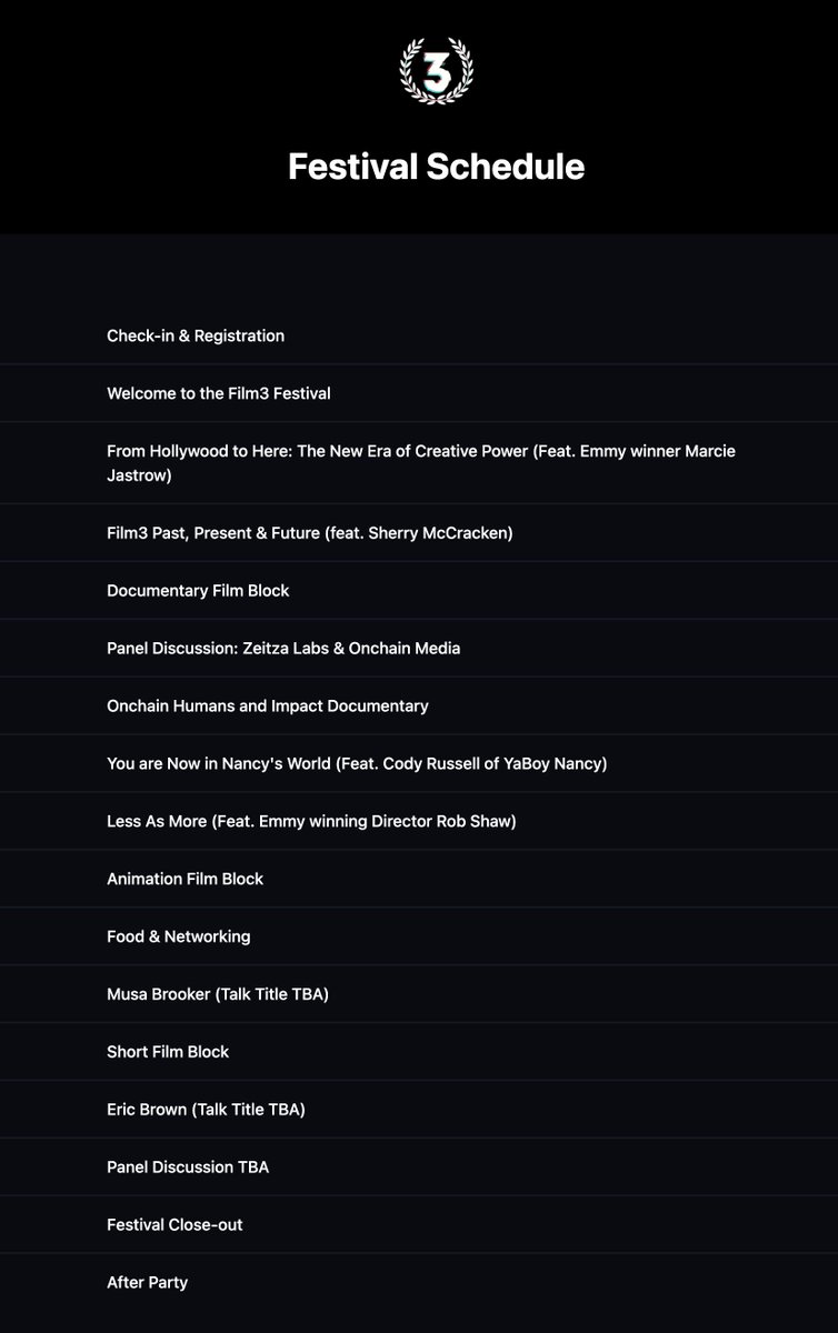 Film3 Festival lineup looking sharp 🔥