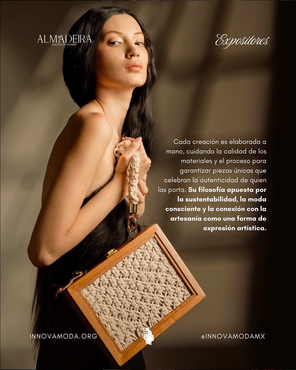 TjInnovadora's tweet image. 👜 En #InnovaModa2025 recibimos a Almadeira, marca que convierte madera en arte y diseño, creando bolsos y accesorios únicos que celebran la autenticidad y la elegancia artesanal

📅 Domingo 17/Agosto
📍 Hotel Castillos del Mar
🎟️ Boletos YA A LA VENTA ⤵️

eventbrite.com/e/innovamoda-c…