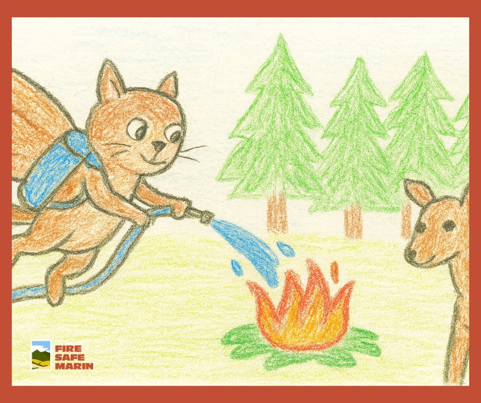 This flying squirrel isn’t just cute — it’s a wildfire prevention superhero 💦🔥 There’s still time to enter the Ember Stomp Student Art Contest!

🎨 Open to Marin students grades K–8
🗓️ Deadline: Friday, August 8
📲 Enter at firesafemarin.org/artcontest

#EmberStomp2025 #EmberStomp