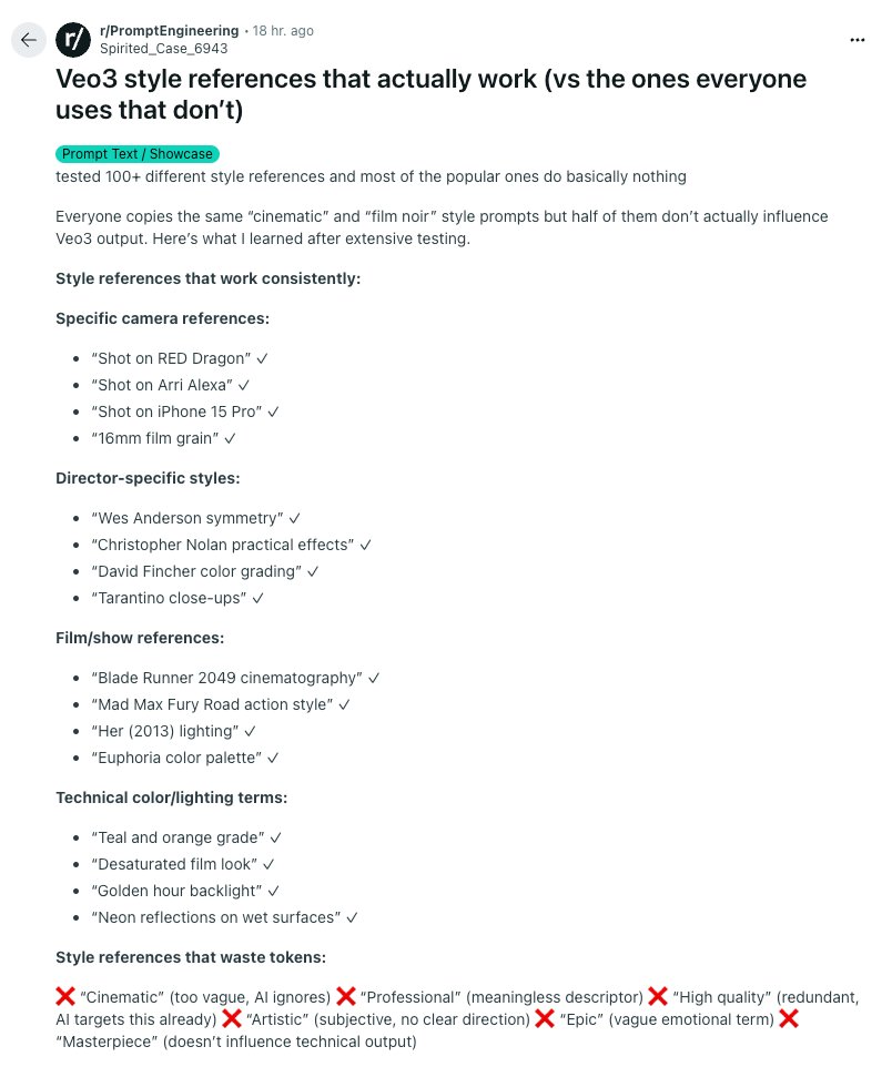 EXM7777's tweet image. use this cheatsheet to get hollywood quality veo3 videos: