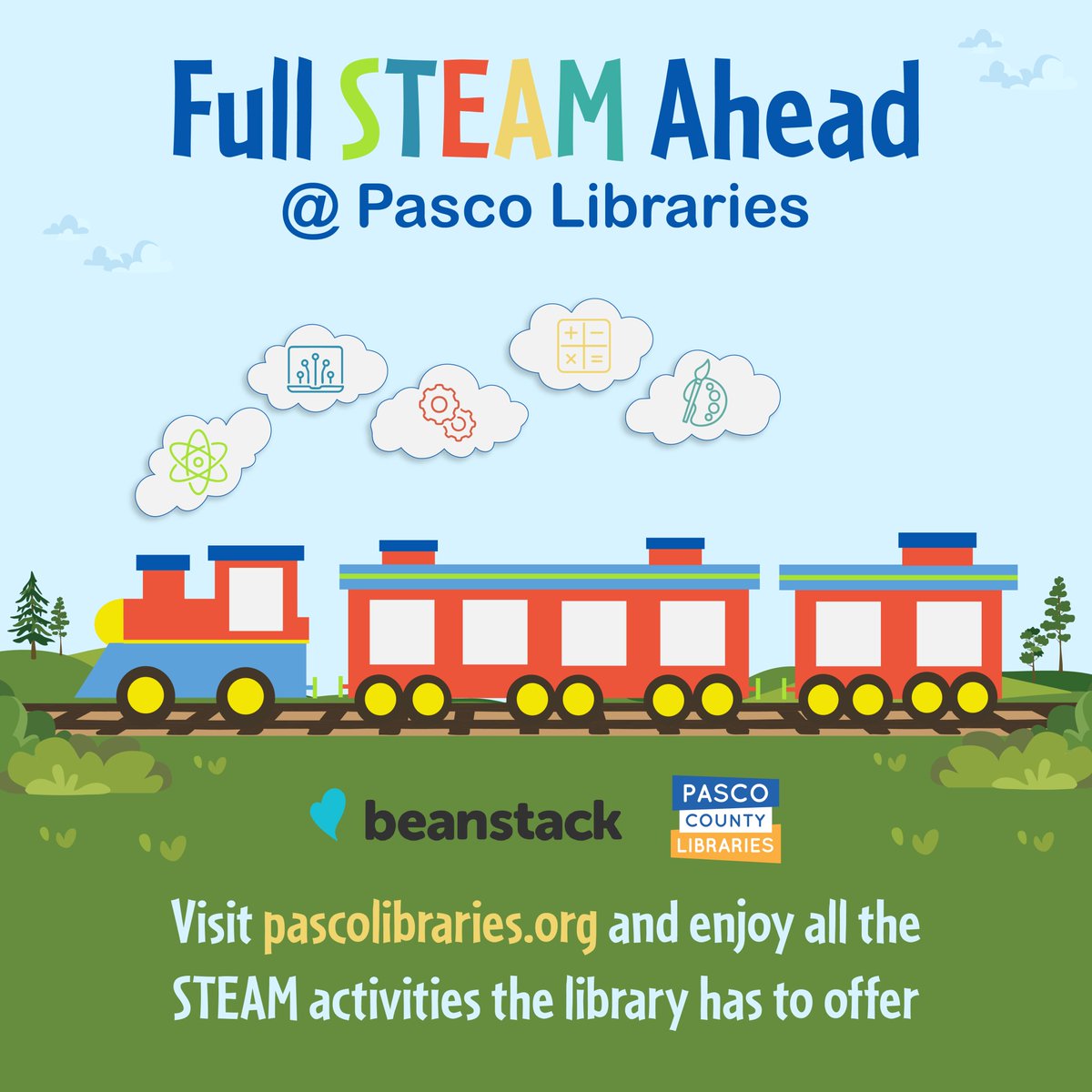 PascoLibraries's tweet image. Full STEAM Ahead at Pasco Libraries! With a robust collection, programs, Makerspaces &amp;amp; galleries, the library can power your next STEAM adventure. Complete this month&apos;s STEAM reading quest on Beanstack for a chance to win a library-themed tote bag. Join at bit.ly/PCLSBeanstack