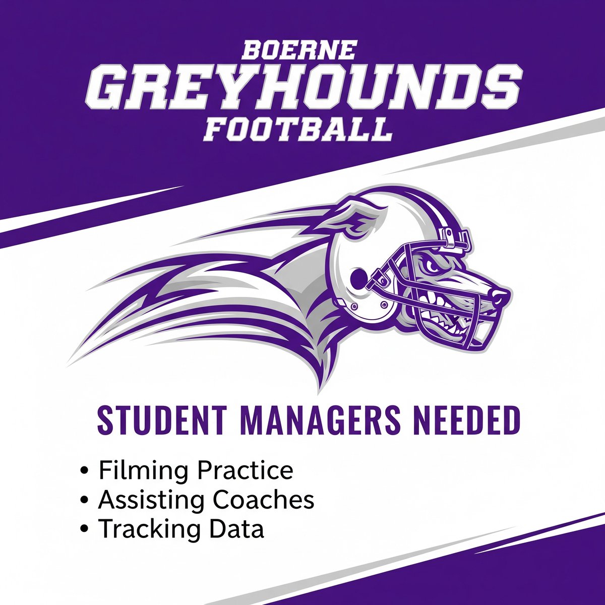 Boerne Football (@houndfootball) on Twitter photo Greyhounds! We're looking for a few student managers. If you are interested please email samuel.isenberg@boerneisd.net Greyhounds! We're looking for a few student managers. If you are interested please email samuel.isenberg@boerneisd.net