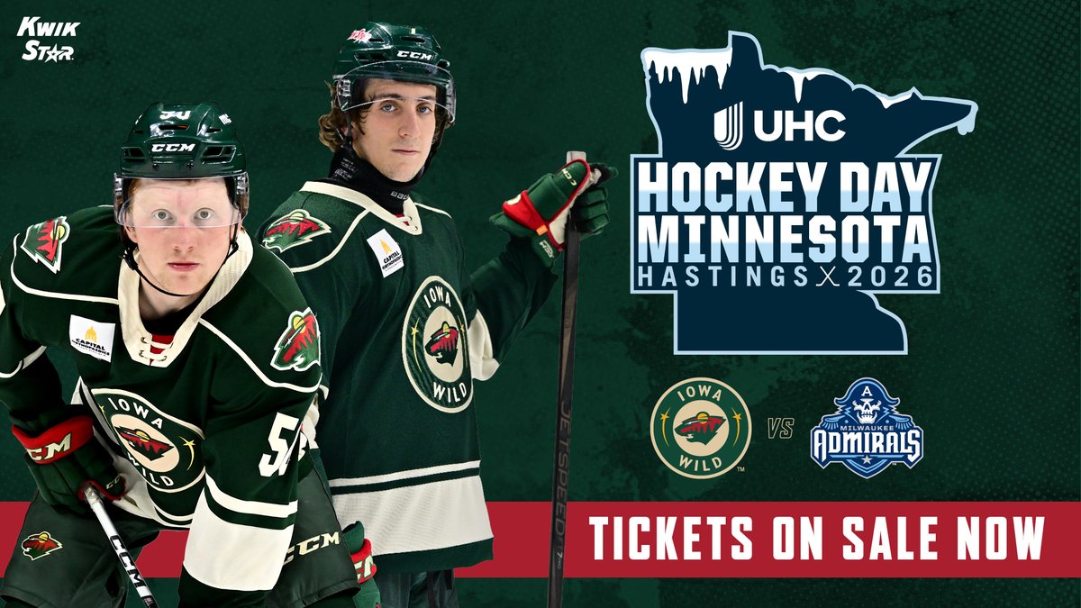 Tickets are on sale 𝐍𝐎𝐖 for the Outdoor Classic at Hockey Day MN 2026! Don’t miss <a href="/IAWild/">Iowa Wild</a> vs. <a href="/mkeadmirals/">Milwaukee Admirals</a>
 
Tickets 🎟️ » bit.ly/46SHEdl 
Use promo code HDMAHL for $10 OFF 

#HDM2026 x <a href="/UHC/">UnitedHealthcare</a>