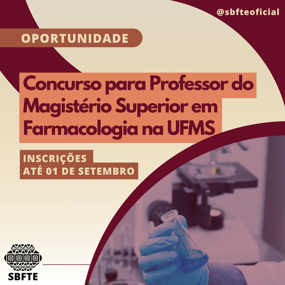 Universidade Federal de Mato Grosso do Sul anuncia Concurso Público para vaga de Professor do Magistério Superior em Farmacologia

📅 Inscrições abertas até o dia 1º de setembro de 2025. 

🔗 Confira todos os detalhes no site: sbfte.org.br/universidade-f…