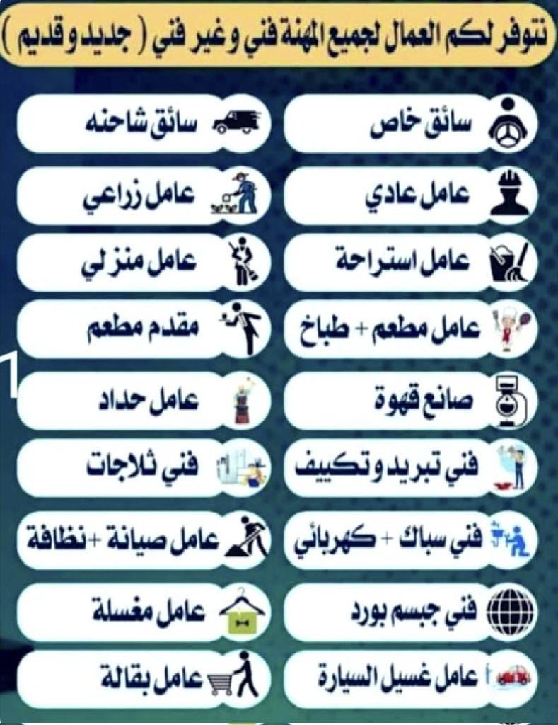 Indian Recruitment Office
Electrician🔹
Coock
Aluminium fabricator
Ac Technician
HVAC Technician
Auto electritia
Denter
Computer Operator
Tailor
Carpenter
Driver
Welder
Plumber
Gypsum
Labour
Helper💠
(Duration of arrival just 15 days)
wa.me/919415485458