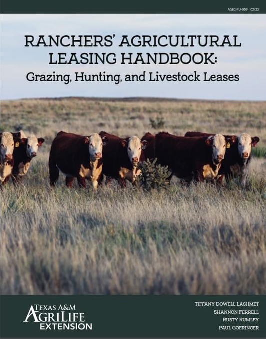 National Agricultural Law Center (@nataglaw) on Twitter photo Questions on grazing and hunting leases? Check out the Ranchers' Ag Leasing Handbook: Grazing, Hunting, and Livestock Leases (co-authored by Senior Staff Attorney Rusty Rumley, our partner <a href="/TiffDowell/">TiffanyDowellLashmet</a>, Shannon Ferrell, and Paul Goeringer): bit.ly/3Sz6hCC <a href="/txextension/">Texas A&M AgriLife Extension Service</a> Questions on grazing and hunting leases? Check out the Ranchers' Ag Leasing Handbook: Grazing, Hunting, and Livestock Leases (co-authored by Senior Staff Attorney Rusty Rumley, our partner <a href="/TiffDowell/">TiffanyDowellLashmet</a>, Shannon Ferrell, and Paul Goeringer): bit.ly/3Sz6hCC <a href="/txextension/">Texas A&M AgriLife Extension Service</a>