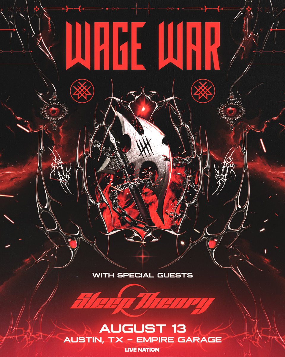 🎸JUST ANNOUNCED🎸
Wage War is bringing the heat to the Garage on August 13, with special guests Sleep Theory 🔥 This is a show you don’t want to miss.

🎟️Tickets are ON SALE NOW - eventim.us/event/Wage-War…