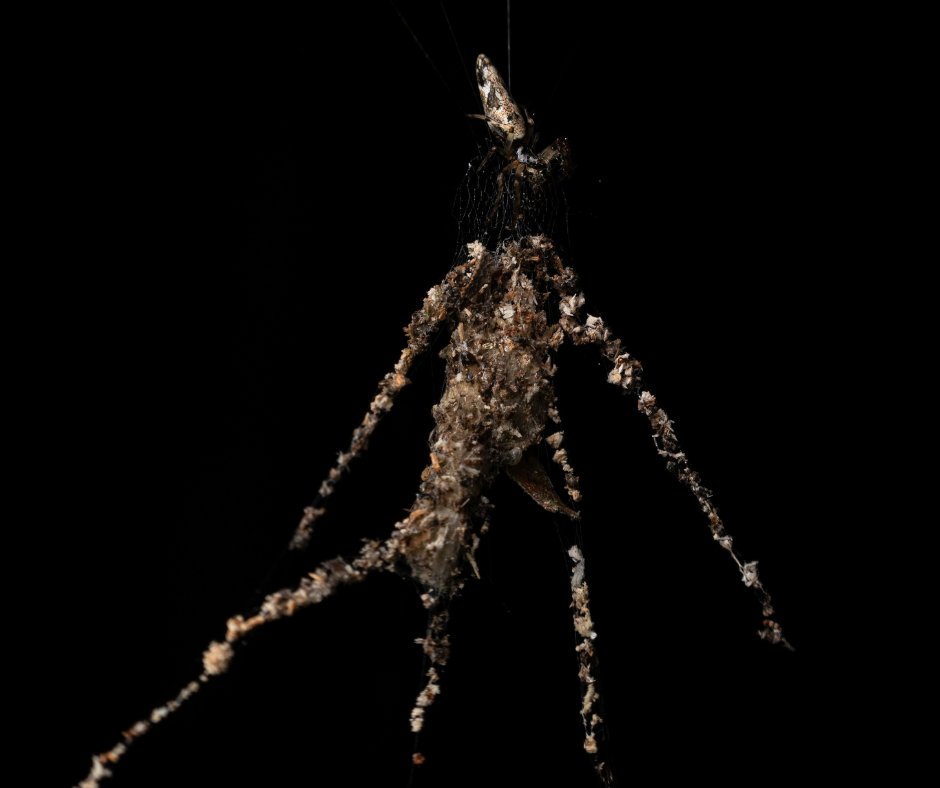 Discovered in 2012 by biologist Phil Torres near the Tambopata Research Center in Peru, this mysterious spider builds lifelike decoys of itself using dead insects, leaves, and silk, an incredible tactic to outsmart predators.

📖 Read the full blog: hubs.ly/Q03B9yX20