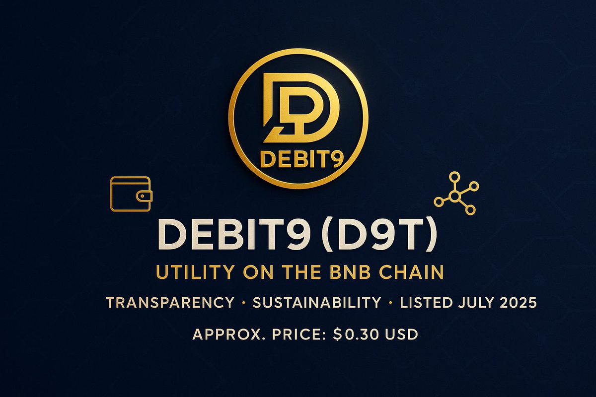 debit9_d9t's tweet photo. โ๏ธ Utility. ๐ Transparency. ๐ DeFi.
Meet Debit9 (D9T) โ a utility token on the BNB Chain, designed for sustainable growth.
@debit9_d9t @mintmeproject @MintmeListing @0fficialmaddawg @coinpaprika @CryptoDabbler
#Debit9 #D9T #CryptoProject #BNBChain #DeFiCommunity https://t.co/f6FAtxFEZg
