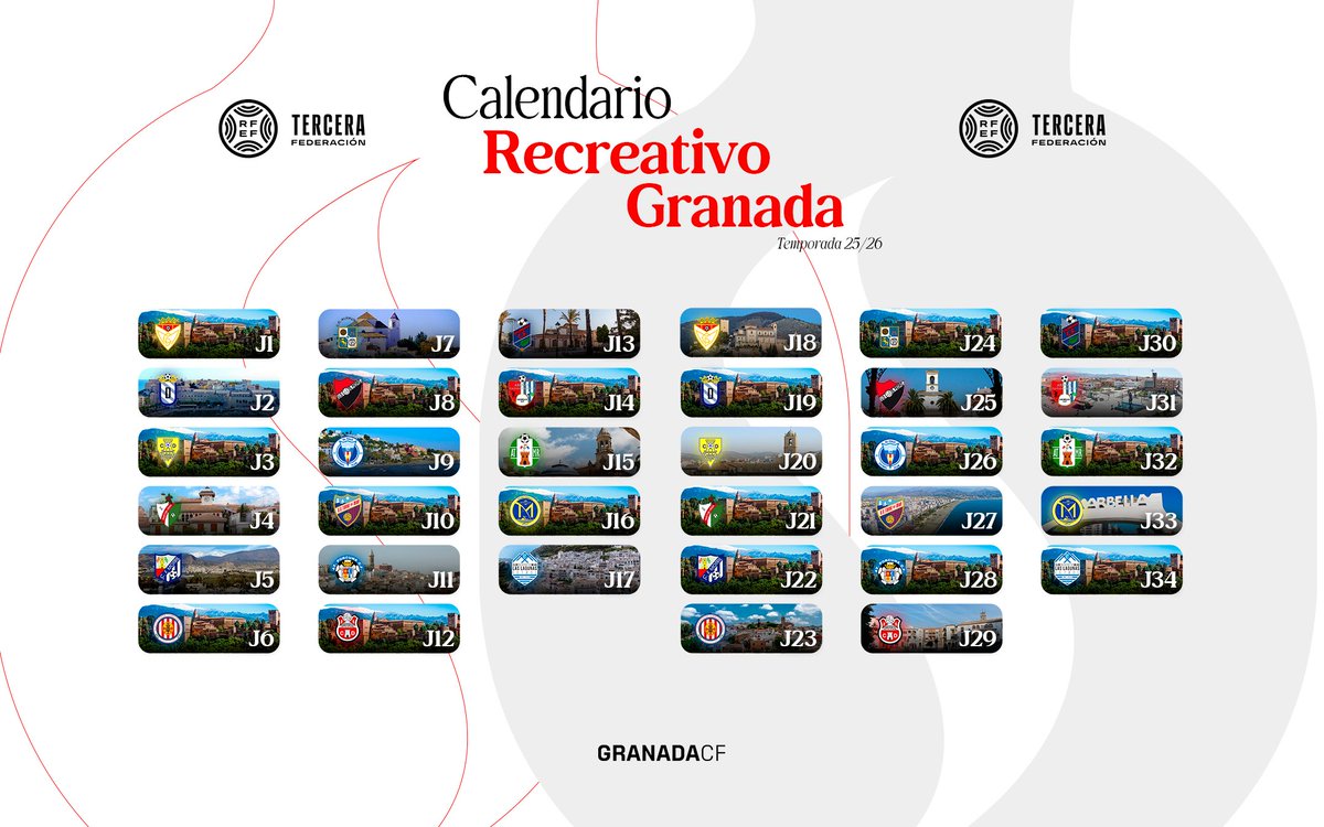 🗓️ Aquí, el calendario completo del 𝐑𝐞𝐜𝐫𝐞𝐚𝐭𝐢𝐯𝐨 𝐆𝐫𝐚𝐧𝐚𝐝𝐚 para la temporada 2025/26