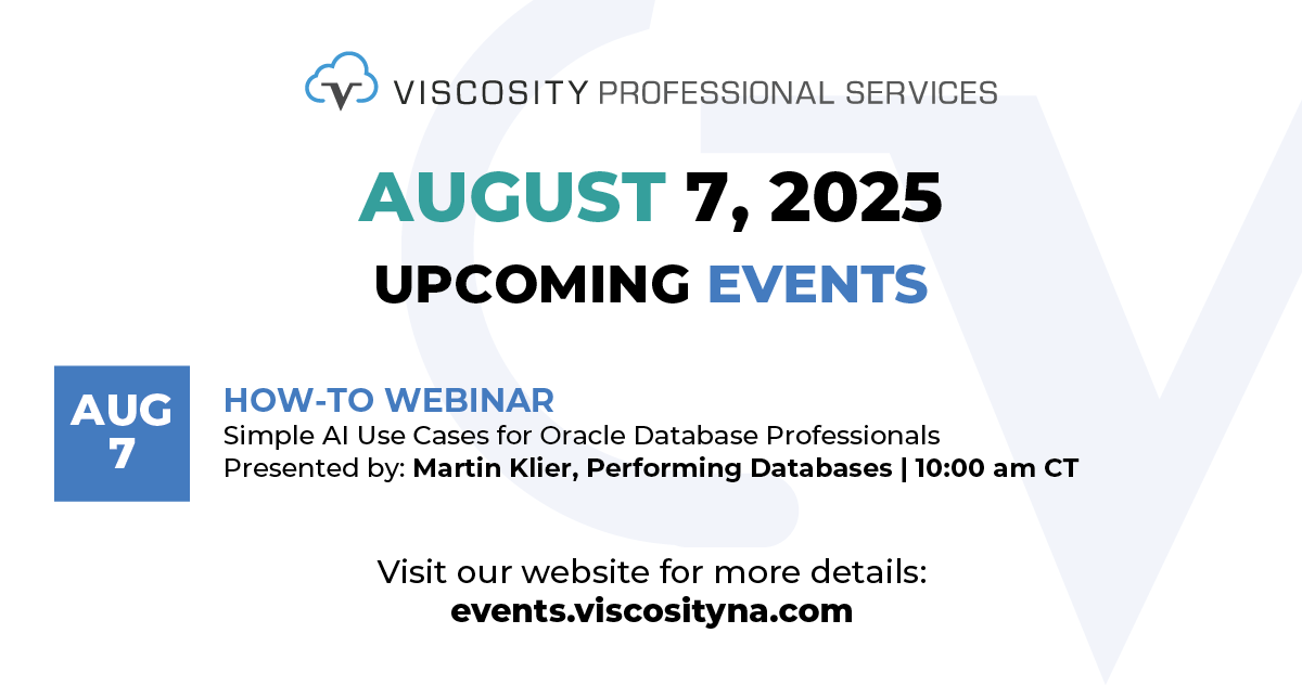 Viscosity NA (@viscosityna) on Twitter photo 🚨 Rescheduled — this week!
<a href="/OraPubInc/">OraPub powered by Viscosity</a> exclusive: Simple #AI Use Cases for #oracledatabase professionals w/ #ACED <a href="/MartinKlierDBA/">Martin Klier</a>. Practical AI techniques you can apply right away.
Select the paid option to join: bit.ly/4l153N7
All events: bit.ly/4fcfWKI 🚨 Rescheduled — this week!
<a href="/OraPubInc/">OraPub powered by Viscosity</a> exclusive: Simple #AI Use Cases for #oracledatabase professionals w/ #ACED <a href="/MartinKlierDBA/">Martin Klier</a>. Practical AI techniques you can apply right away.
Select the paid option to join: bit.ly/4l153N7
All events: bit.ly/4fcfWKI