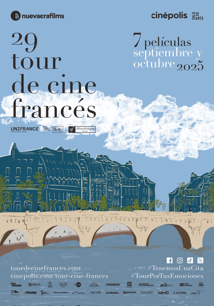 Tour de Cine Francés (@tourcinefrances) on Twitter photo Les presentamos el póster oficial que acompañará a nuestra edición 29 ¡Te esperamos con entusiasmo!
Vive #UnTourPorTusEmociones #TenemosUnaCita a partir del 11 de septiembre con <a href="/SaladeArtecine/">Sala de Arte</a> y <a href="/nuevaerafilms/">Nueva Era Films</a> Les presentamos el póster oficial que acompañará a nuestra edición 29 ¡Te esperamos con entusiasmo!
Vive #UnTourPorTusEmociones #TenemosUnaCita a partir del 11 de septiembre con <a href="/SaladeArtecine/">Sala de Arte</a> y <a href="/nuevaerafilms/">Nueva Era Films</a>