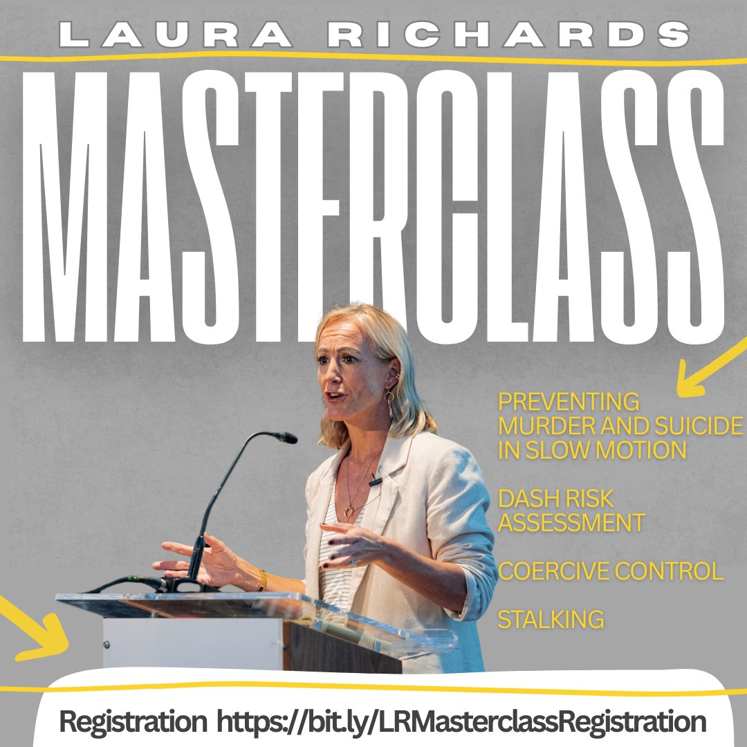 DASH Risk Model (@dashchecklist) on Twitter photo Stalking is not romantic. It’s obsession. It’s control. And it can be deadly.
Learn how to identify, assess & manage risk in <a href="/laurarichards99/">Laura Richards BSc, MSc, MBPsS</a> Masterclasses on stalking & coercive control.
📲 bit.ly/LRMasterclassR…
#StalkingAwareness #CoerciveControl #DASH Stalking is not romantic. It’s obsession. It’s control. And it can be deadly.
Learn how to identify, assess & manage risk in <a href="/laurarichards99/">Laura Richards BSc, MSc, MBPsS</a> Masterclasses on stalking & coercive control.
📲 bit.ly/LRMasterclassR…
#StalkingAwareness #CoerciveControl #DASH