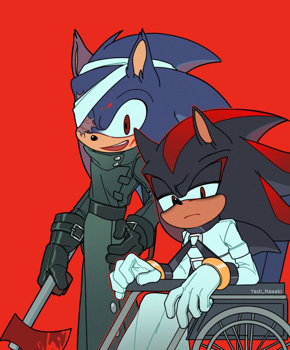 The Sonic design looks amazing so I had to draw him and Shadow.🧍

AU by <a href="/Lin0949713921/">Lin09</a> 🥹💕💕
Wish I could read Chinese lmao
