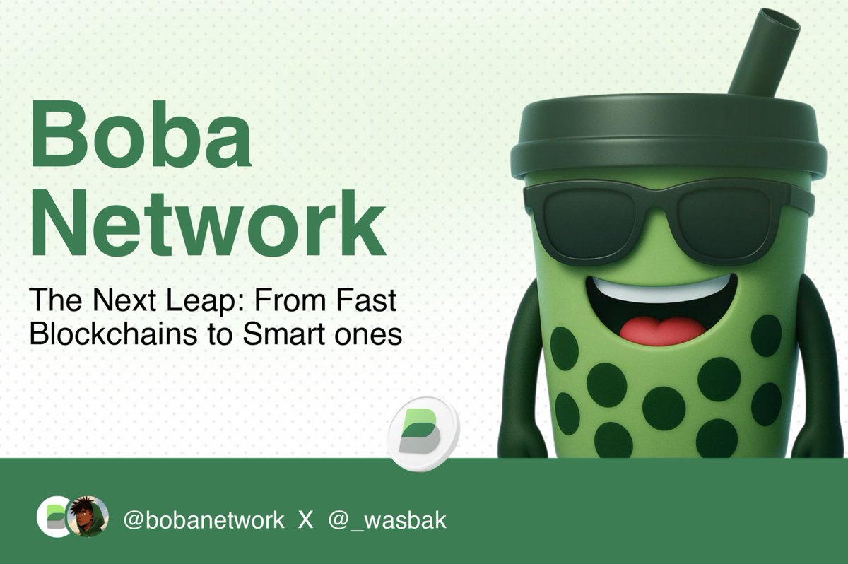 Abdulwasiu🦅| KGeN (@_wasbak) on Twitter photo Blockchains got faster, cheaper and more scalable.
But lets be honest, something’s still off.
Smart contracts? are still kind of dumb.
Smart contracts still live in silos disconnected from real-world data and logic.
Then <a href="/bobanetwork/">Boba Network 🧋</a> showed up with a new question:
What if Blockchains got faster, cheaper and more scalable.
But lets be honest, something’s still off.
Smart contracts? are still kind of dumb.
Smart contracts still live in silos disconnected from real-world data and logic.
Then <a href="/bobanetwork/">Boba Network 🧋</a> showed up with a new question:
What if