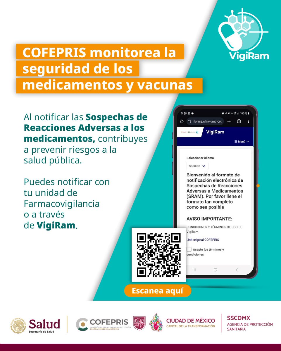 🇲🇽En noviembre de 2024, tras la “Reunión Nacional de Farmacovigilancia”, #México se posicionó como referente regional en vigilancia de #medicamentos.

Todos podemos seguir aportando a la #Farmacovigilancia.
Reporta reacciones adversas 💊bitly.cx/tJSGu

#MéxicoSeguro