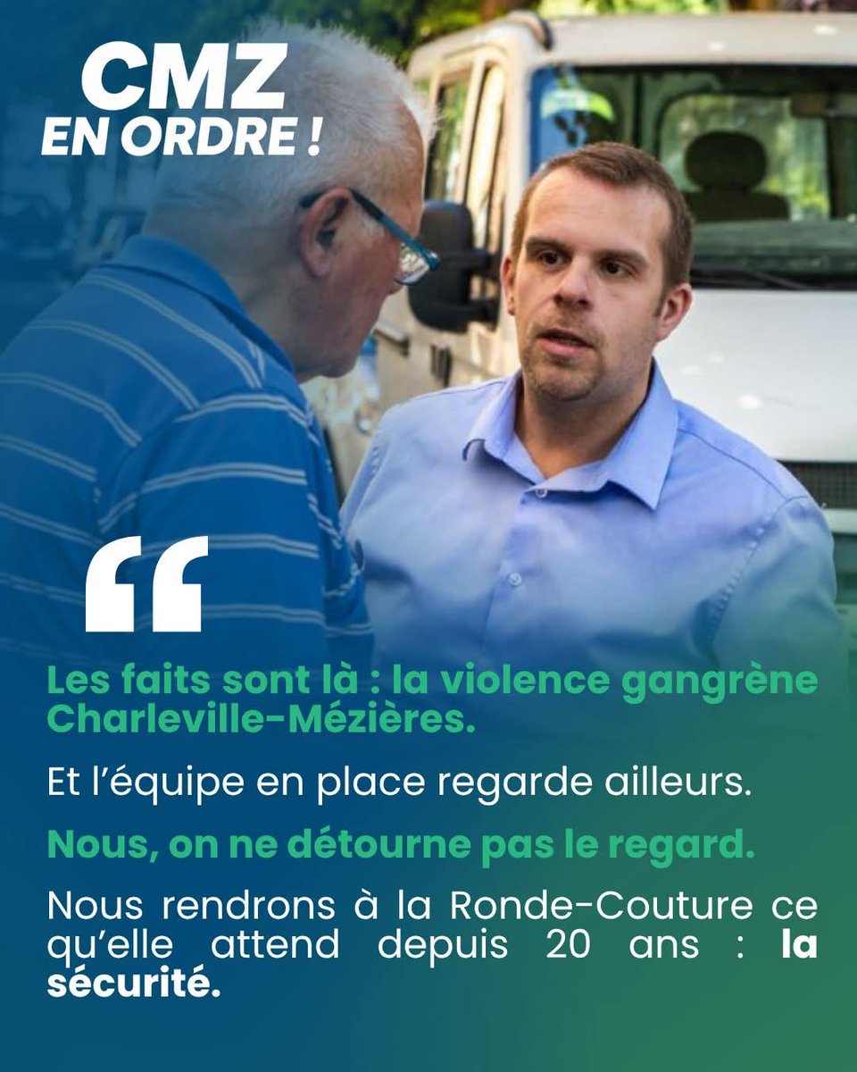 CMZEnOrdre (@cmz_enordre) on Twitter photo Charleville est livrée aux voyous.
Ravignon baisse les bras.
Léonard veut désarmer la police.
À la Ronde-Couture, c’est la loi du plus fort.
Avec CMZ en ordre :
➡️ On nettoie,
➡️ On sécurise,
➡️ On reprend le contrôle.
<a href="/adrien_DelignyB/">Adrien DelignyB</a> <a href="/cmz_enOrdre/">CMZEnOrdre</a>
<a href="/RNational_off/">Rassemblement National</a> <a href="/partiudr/">UDR</a> Charleville est livrée aux voyous.
Ravignon baisse les bras.
Léonard veut désarmer la police.
À la Ronde-Couture, c’est la loi du plus fort.
Avec CMZ en ordre :
➡️ On nettoie,
➡️ On sécurise,
➡️ On reprend le contrôle.
<a href="/adrien_DelignyB/">Adrien DelignyB</a> <a href="/cmz_enOrdre/">CMZEnOrdre</a>
<a href="/RNational_off/">Rassemblement National</a> <a href="/partiudr/">UDR</a>