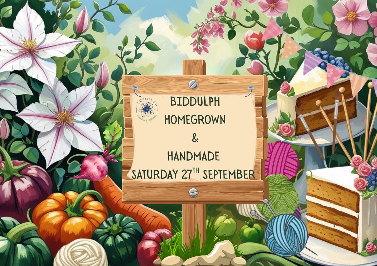 Biddulph Homegrown &amp; Handmade
Sat 27 Sept 2025 | Town Hall | Free
A fun-filled day celebrating growing, baking &amp; crafting!  Enter fruit, veg, baking, crafts &amp; kids' classes
Stalls &amp; handmade goods for sale
Family-friendly &amp; open to all!
Details:biddulph.co.uk/wp-content/upl…