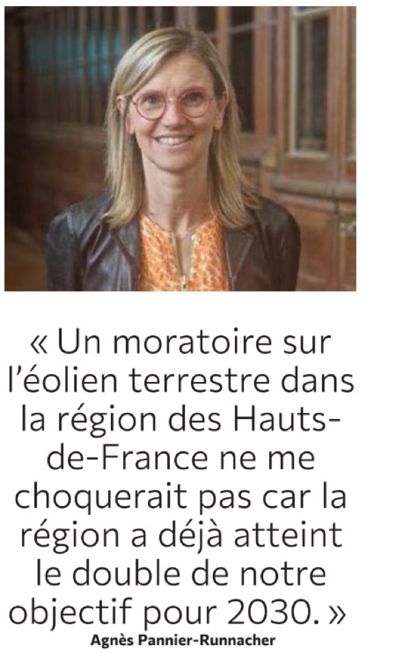 Au mois de juin, un moratoire sur l’éolien n’avait « pas de sens »pour <a href="/AgnesRunacher/">Agnès Pannier-Runacher 🇫🇷🇪🇺</a> . En juillet la ministre candidate à la mairie d'Arras déclare qu'un moratoire « ne la choquerait pas » dans les Hauts-de-France ! On n’est jamais mieux servi que par soi-même !