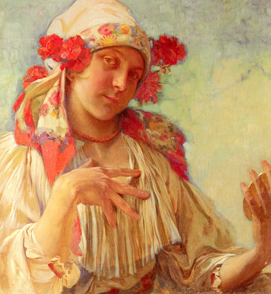 Maria Young Girl In A Moravian Costume #artbots #mucha