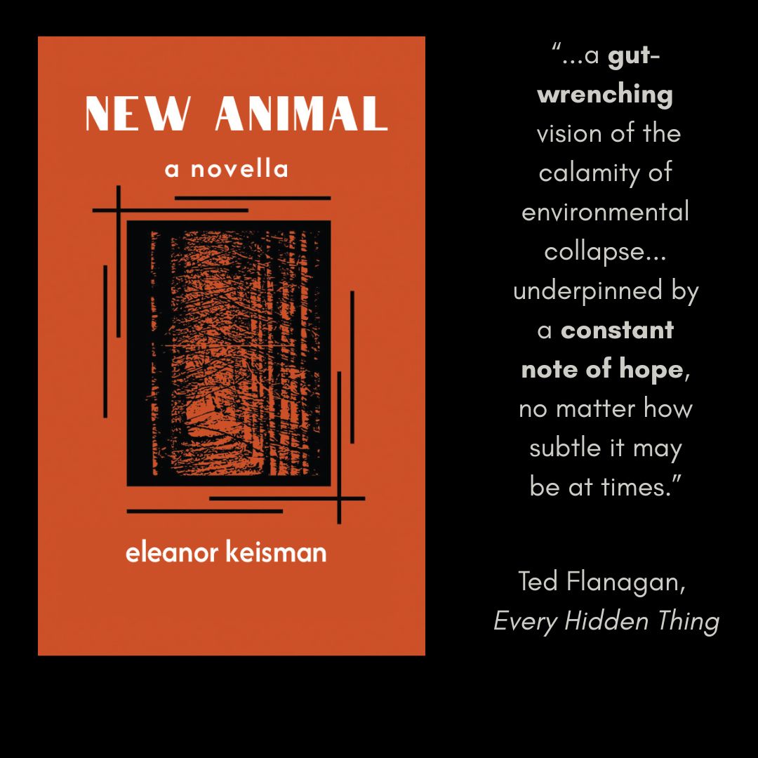 Big day! Drexel MFA alum Eleanor Keisman is out now with her new climate fiction novella, NEW ANIMAL, released by Broken Tribe Press! U.S. link here: bookshop.org/p/books/new-an…