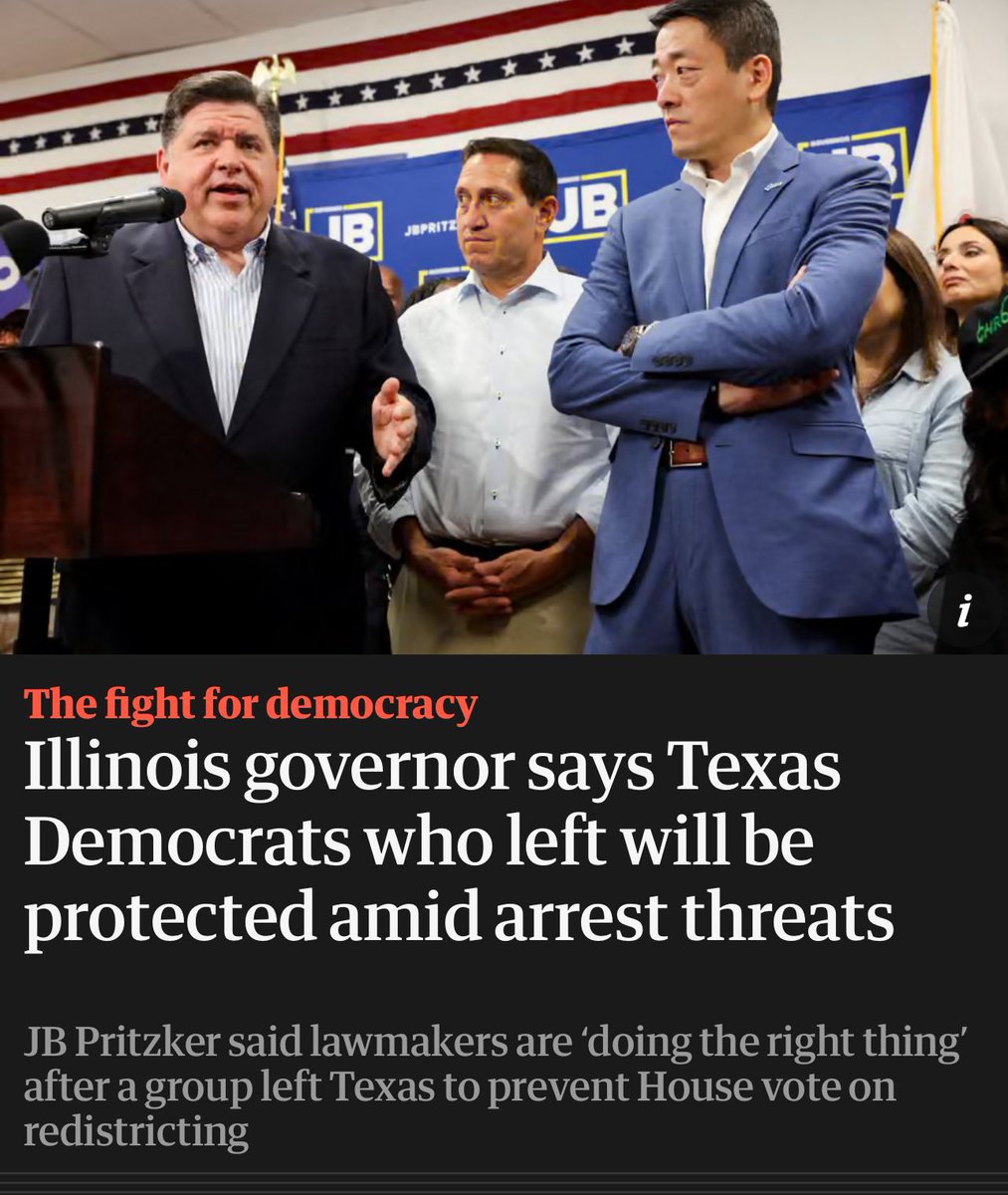 Cristóbal Alex (@cristobaljalex) on Twitter photo Thank you to the courageous Texas Democrats and to <a href="/GovPritzker/">Governor JB Pritzker</a> for fighting to save our country.
“The Illinois governor, JB Pritzker, has vowed to protect the Democratic members of the Texashouse of representatives who left the state in an attempt to block Republican efforts Thank you to the courageous Texas Democrats and to <a href="/GovPritzker/">Governor JB Pritzker</a> for fighting to save our country.
“The Illinois governor, JB Pritzker, has vowed to protect the Democratic members of the Texashouse of representatives who left the state in an attempt to block Republican efforts