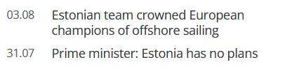 Slow news week in Estonia