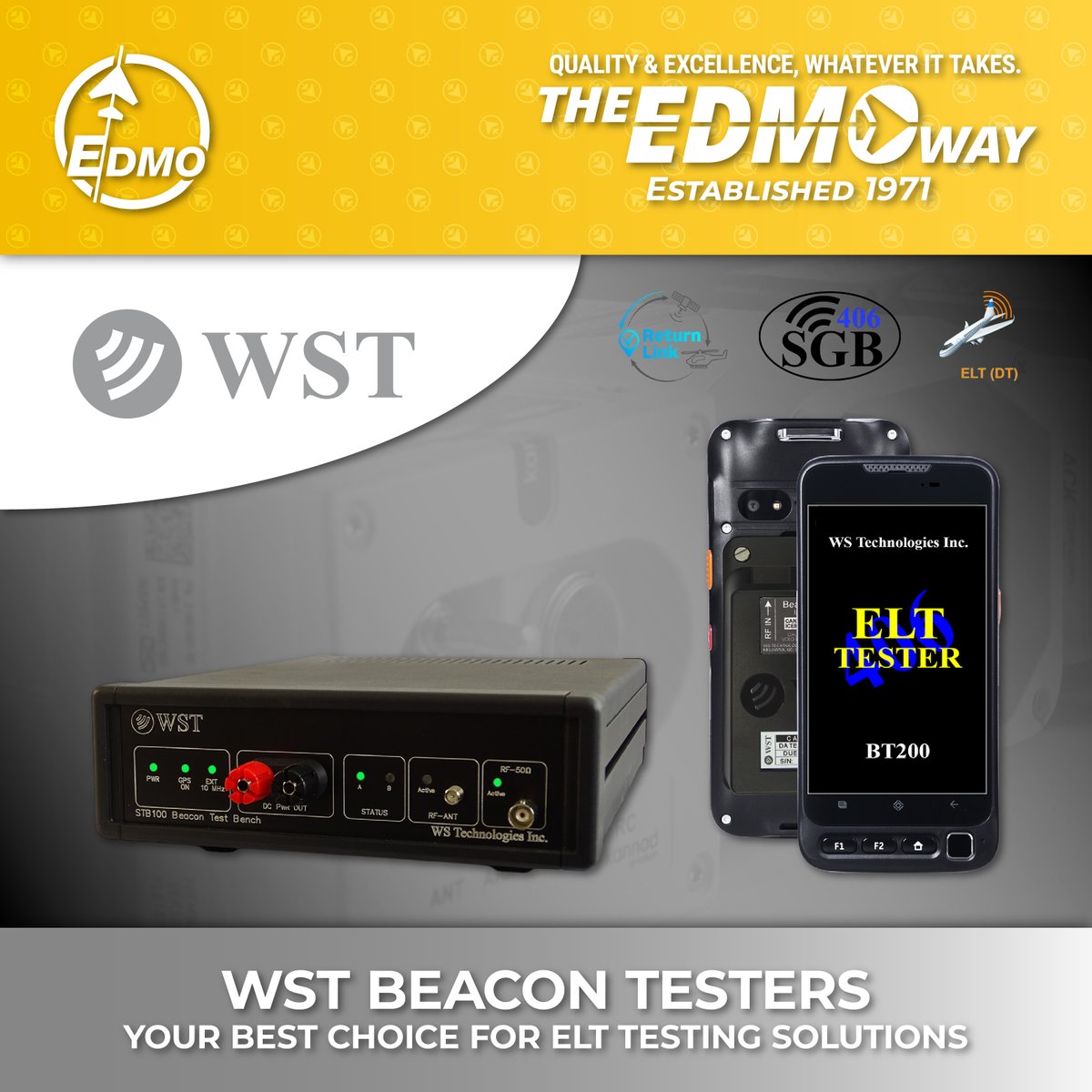 Take your beacon testing to the next level with WS Technologies! The BT200-2300B and STB100 both support second-generation beacon testing. Whether you need handheld portability or full bench diagnostics, WS Technologies is the best choice for beacon testing. #EDMO #WSTechnologies