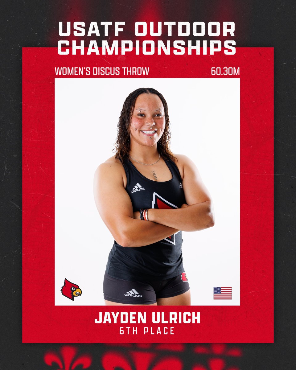 Consistent excellence in the ring all year long 😤

Jayden Ulrich finished 6th overall in the discus at the USATF Outdoor Championships with a throw of 60.30m (197-10), marking the 10th meet this season she's gone over the 60-meter barrier.

#GoCards