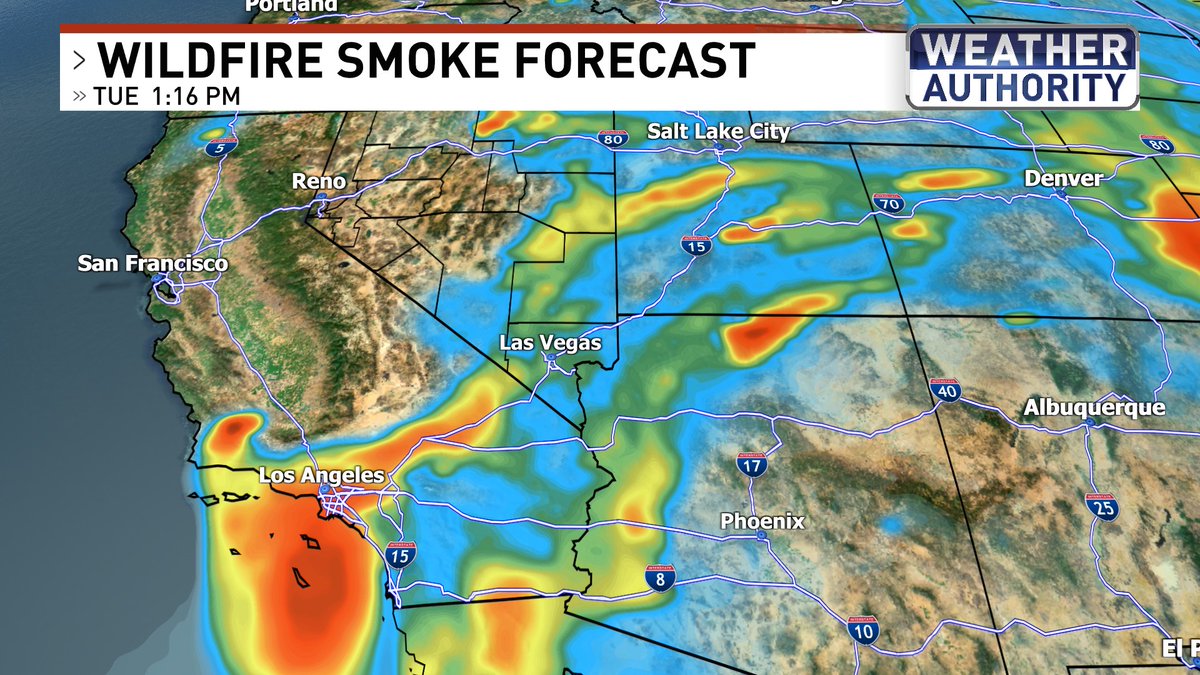 The Gifford Fire burning just north of Santa Barbara is primarily where most of our regional smoke/haze is coming from. As of 10:00 am, the fire has burned 65,000 acres &amp; is 3% contained. Smoke locally will thin a little but this afternoon with another plume of smoke overnight.